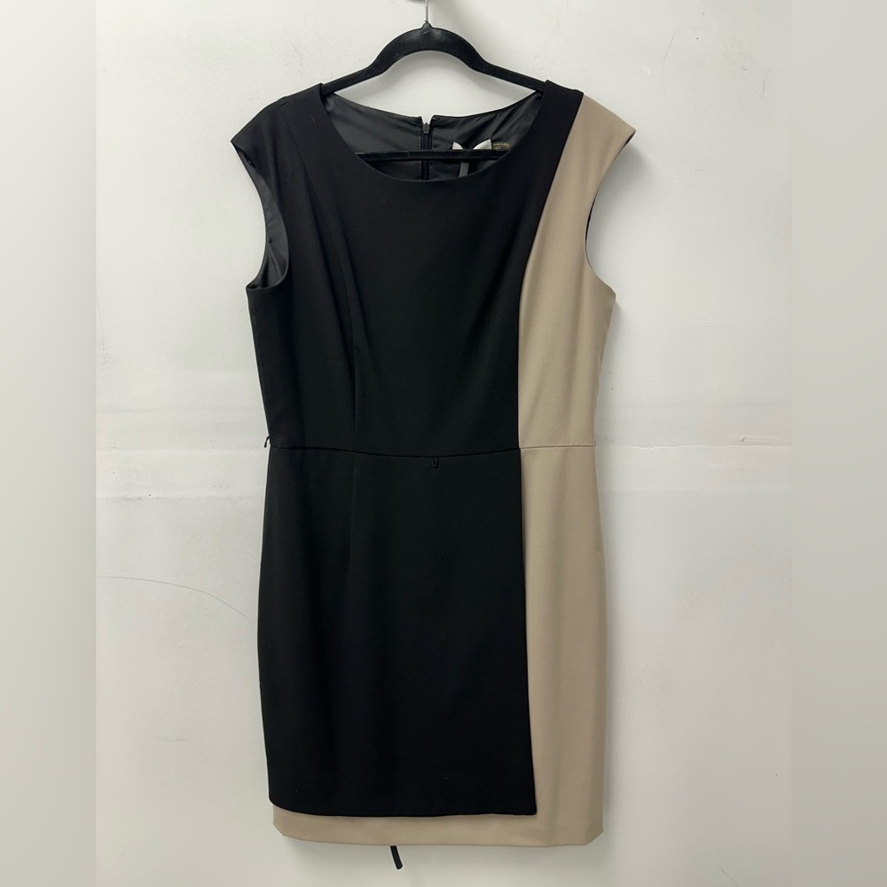 Women's Calvin Klein Color Block Belted Midi Career Dress Size 12